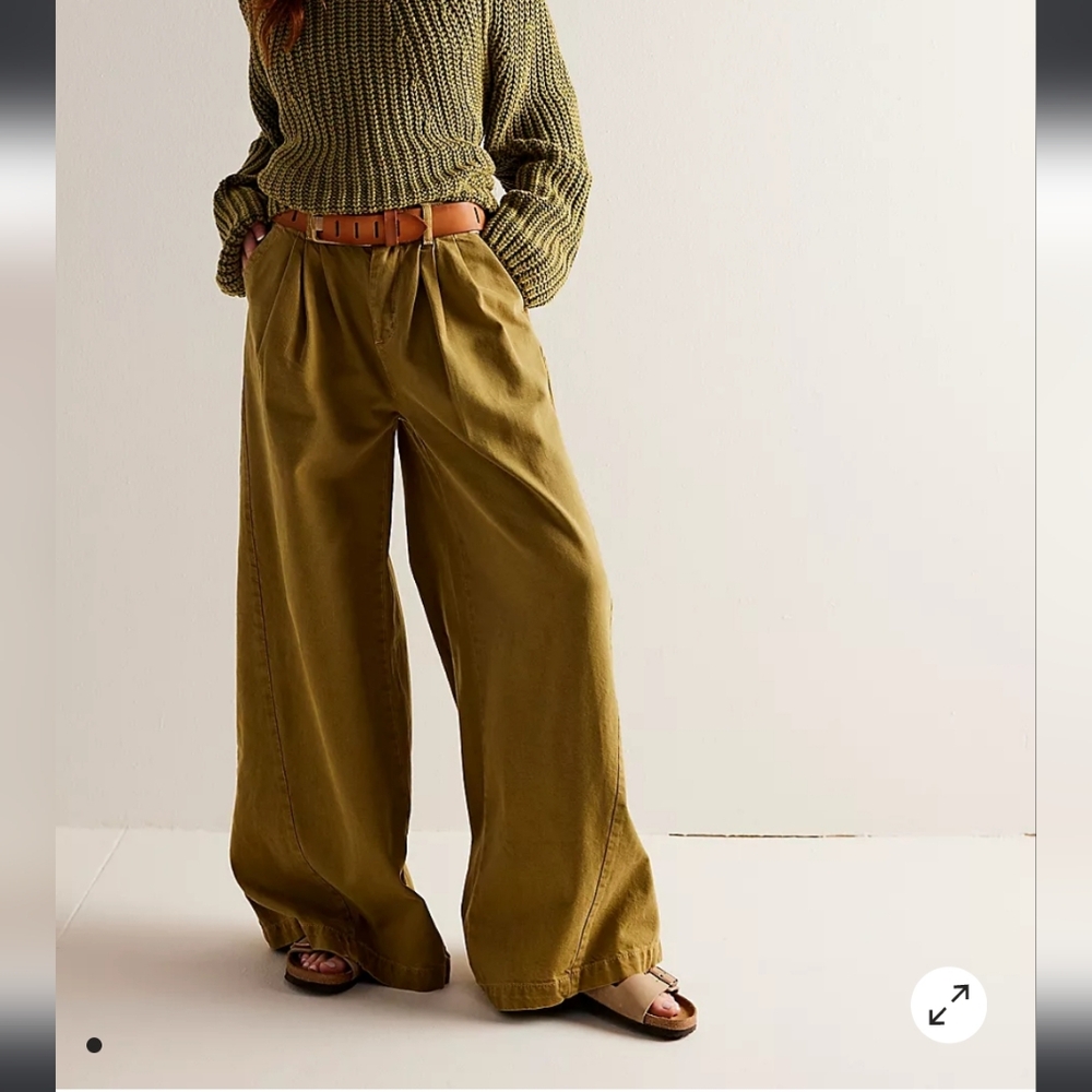 Free People We The Free Equinox Exaggerated Wide Leg Trouser In Olive - Picture 8 of 15